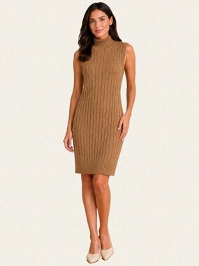 Vivian Shyu Sleeveless Cable Knit Turtleneck Dress